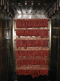 Smoking and cooking chamber "Thermix", used for heat treatment of sausages.